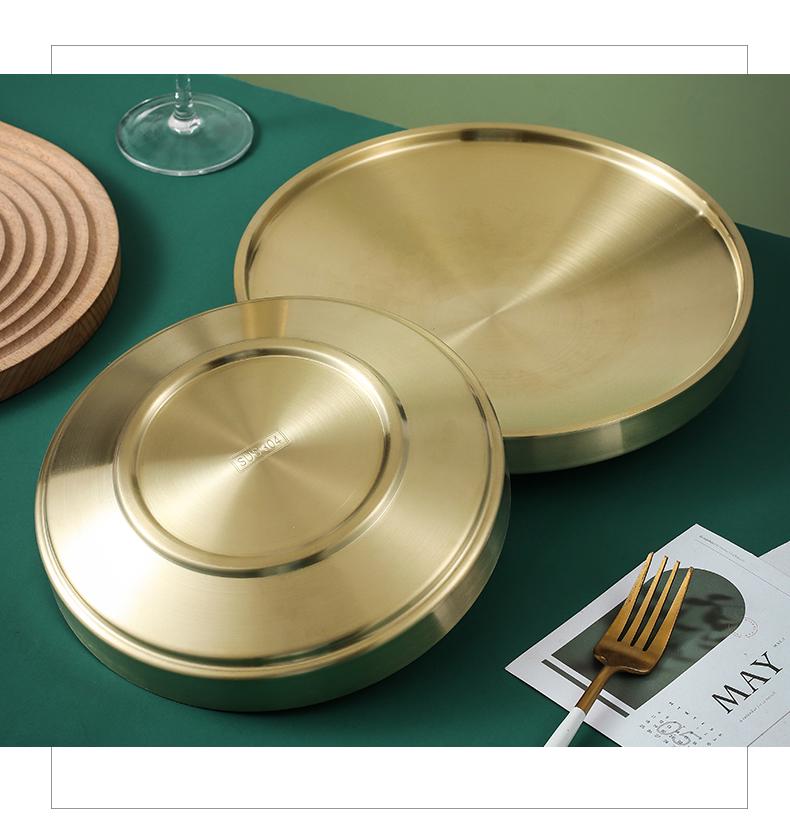 Korean Style Gold Double-Layer Stainless Steel Plate for BBQ & Hot Pot