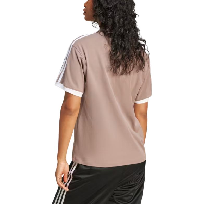 adidas Womens 3-Stripes T-Shirt Trace Brown Women Streetwear JD4570