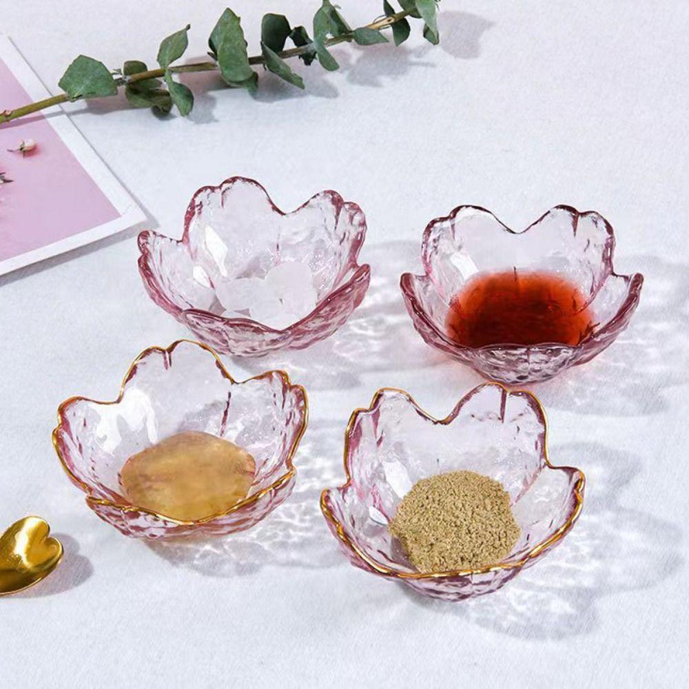 Bol à Sauce Style Nordique Incrustation Dorée Porte-bougie Fleur Disque Sakura en Verre Créatif Vaisselle