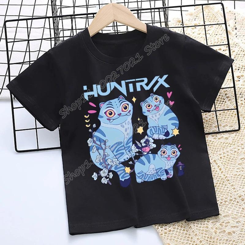 New Cartoon cat Print Black and White Summer Short-sleeved Children's T-shirt with Children's Clothing Boys Girl Clothes