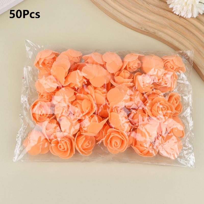 50Pcs Artificial Rose Flower Heads Multicolor Foam Rose Heads For Wedding Bouquet And Diy Crafts Party Home Decorations