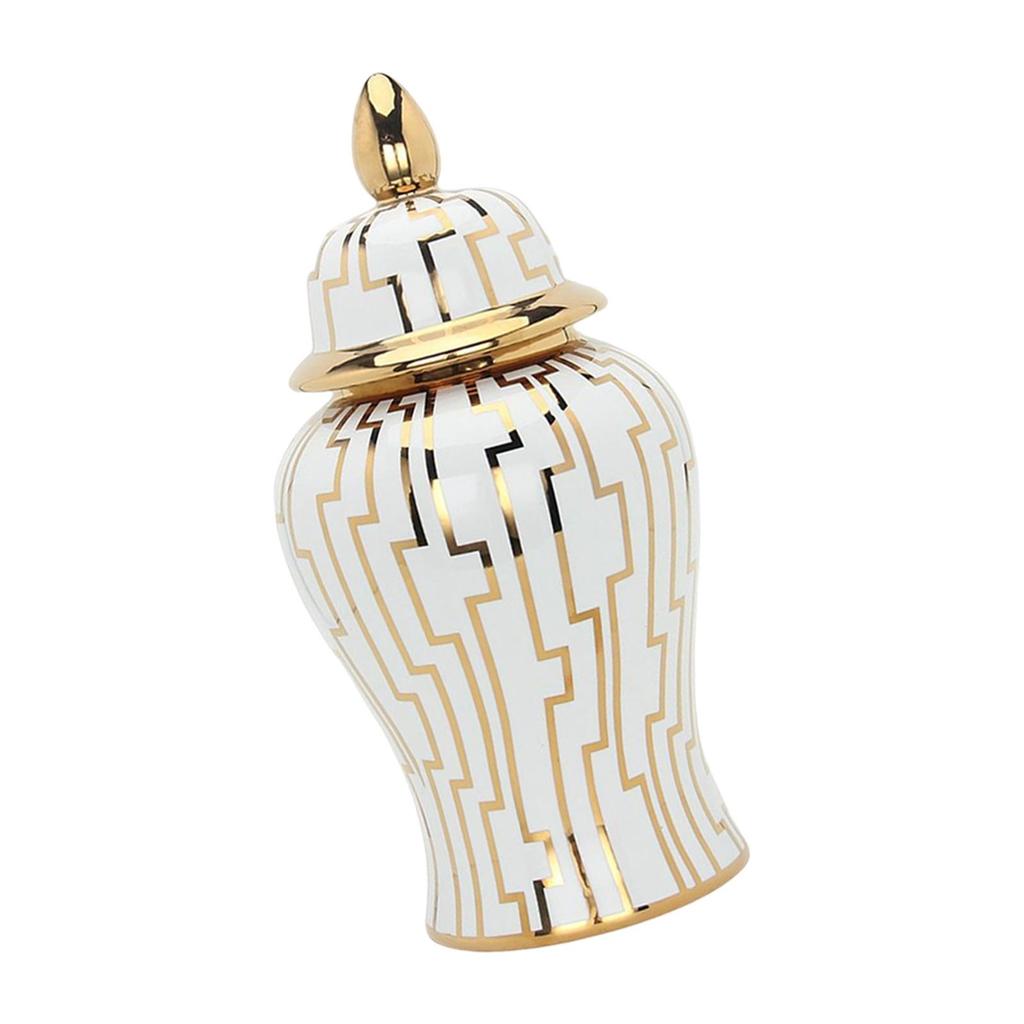 Ceramic Ginger Jar Temple Storage Desktop with Lid Flower Pot Vase for Decoration