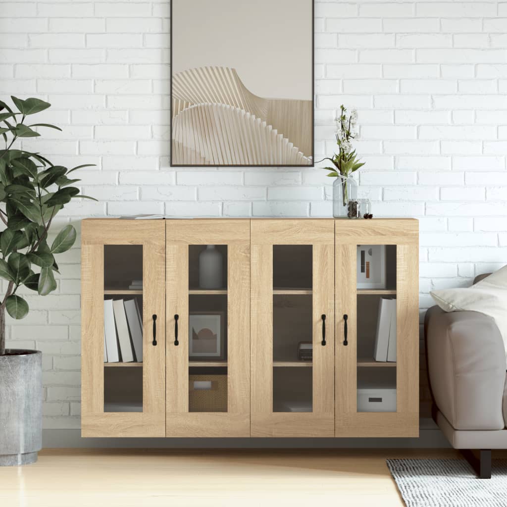 Wall Cabinets 2 pcs Sonoma Oak Wood Based Panel