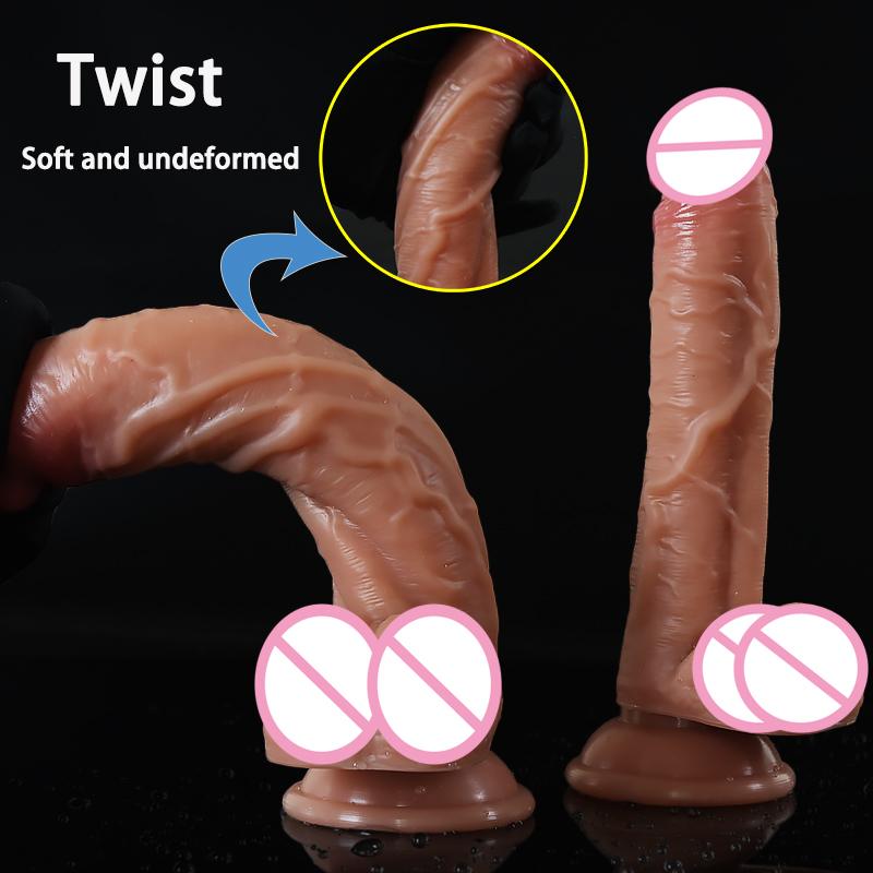 Realistic Silicone Huge Dildo Sex Toy For Women With Thick Glans Powerful Suction Cup Stiff Cock Big Penis Real Dong