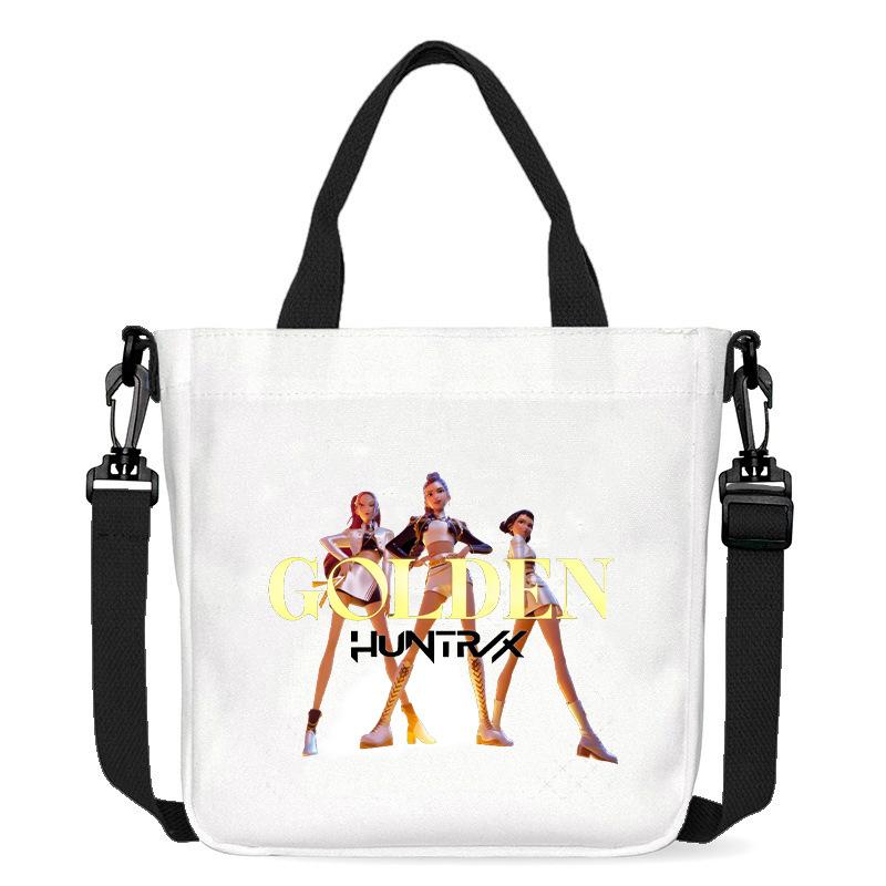 KPop Demon Hunters Shoulder Bag Kawaii Cartoon Handbag Large Capacity Crossbody Fashion Portable Canvas Storage Bags Gift Kid Friendly Entertaining