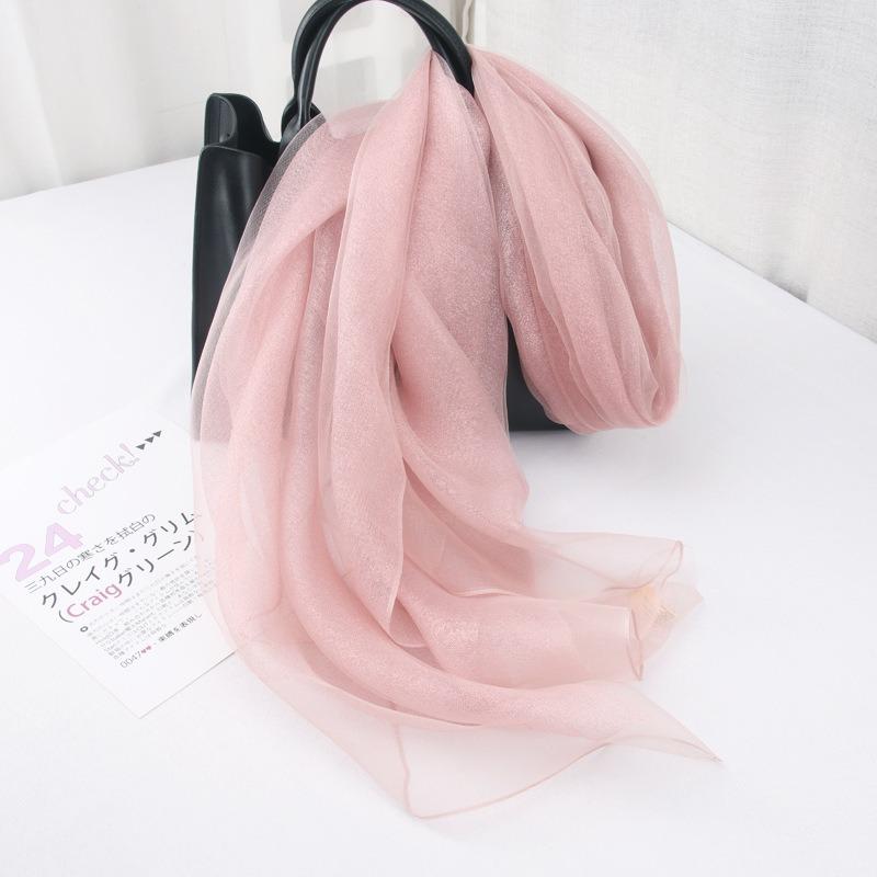 Mary Spring and autumn solid color silk scarf, double-layer gold silk, versatile long cheongsam, organza shawl, women's scarf