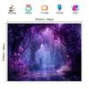 2D Dreamy Purple Forest Tapestry, Magical Fantasy Landscape Background Cloth