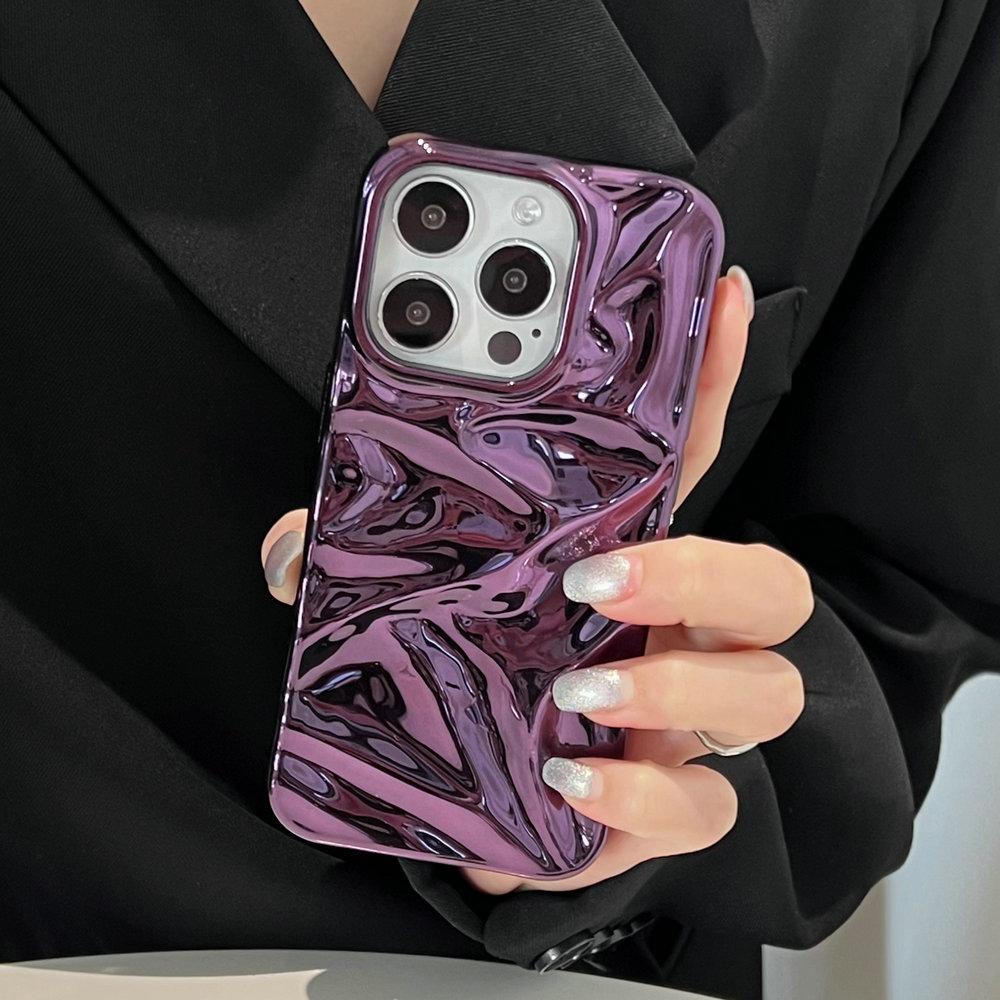 For IPhone 16 Pro Max Chromed TPU Case,Wave Series Plating Gliter Bling Chromed TPU Case for IPhone 15 14 13 12 Pro Max