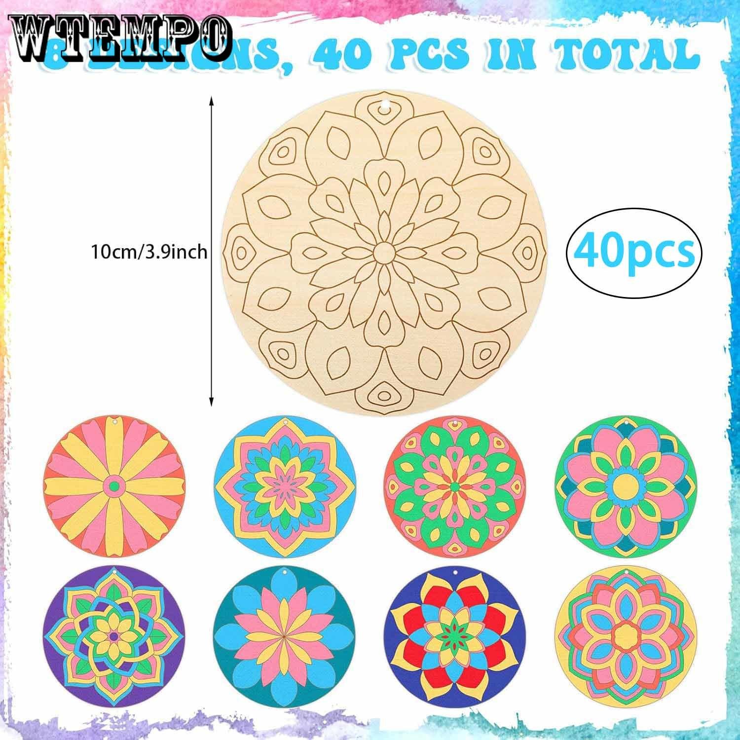 

40 шт. Деревянная мандала для раскрашивания Деревянное украшение мандала для поделок Мандала для рисования Заготовки для рисования DIY Поделки Украшение Свадьба Домашний декор 40pcs