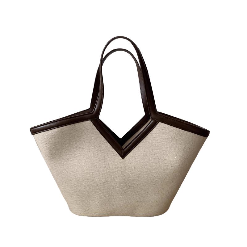 2026 Fashi Versatile PU Canvas Bucket Shoulder and Crossbody Bags Simple Casual Sense of Luxury Retro Handbags for Women