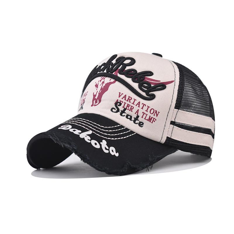 Хлопковая Бейсболка С Вышивкой Буквы и Узором Головы Быка Для Взрослых Летняя чёрный