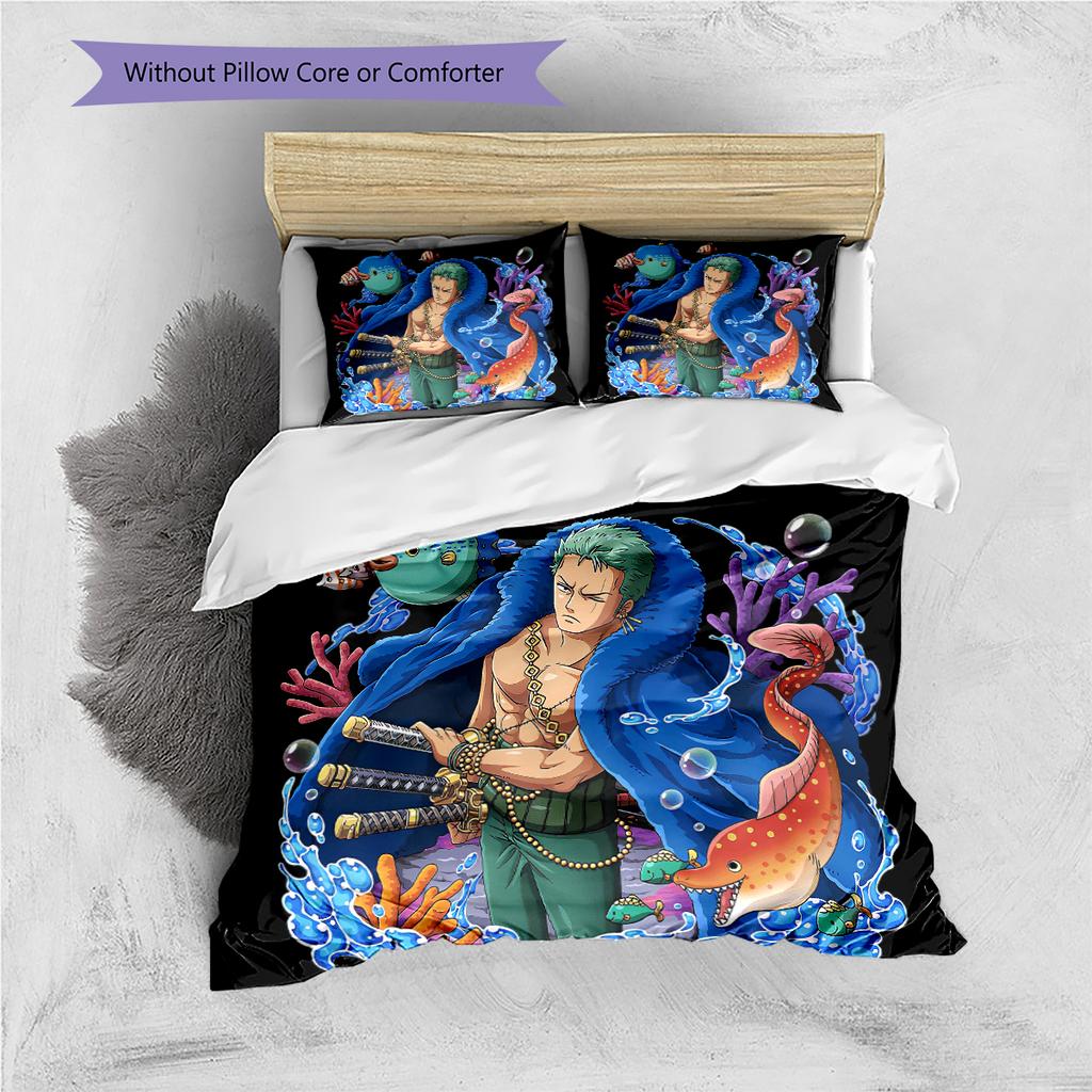 Conjunto de Colcha com Padrão de Desenho Animado Capa de Colcha Fronha Decoração de Casa Presente de Aniversário (1 capa de edredom + 2 fronhas, sem enchimento.)