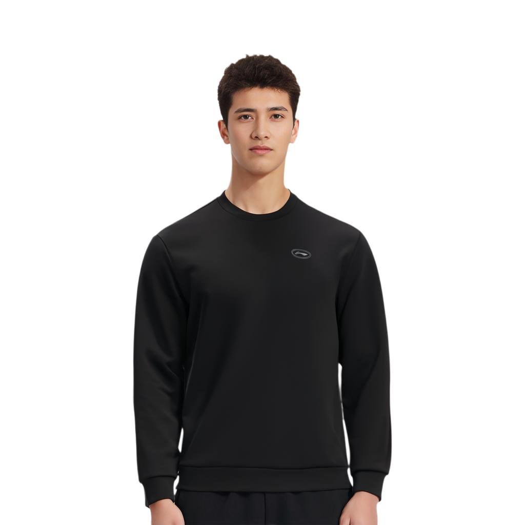 Li Ning Fitness Series Sweatshirts Men's Black Crew Neck Moderate Regular AWDT101-1
