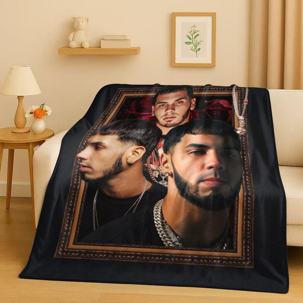 3D Anuel AA Real Hasta La Muerte Rapper Flannel Blanket,Ultra Soft Warm Plush Throw for Home Bedroom Bed Sofa Cover Kids Picnic