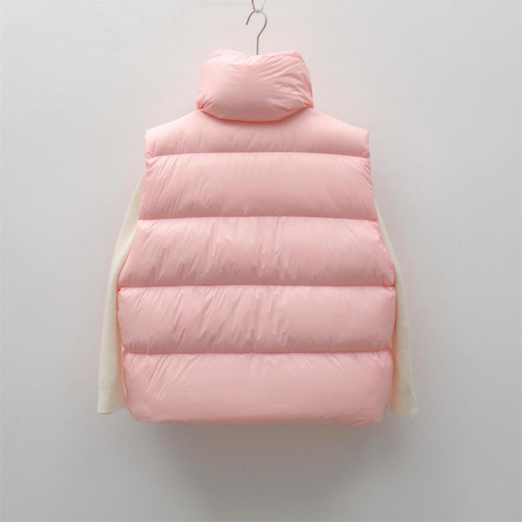 Feder 90 Weiße Gänsedaune Einfache und vielseitige Herbst- und Winter-Neuheit Einfarbige Weste Warme Daunenweste Damen