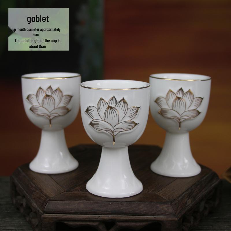 Keramische Opferbecher für Buddha, Guanyin und den Gott des Reichtums - Klein, Perfekt für Weihwasser und zum Anziehen von Reichtum.