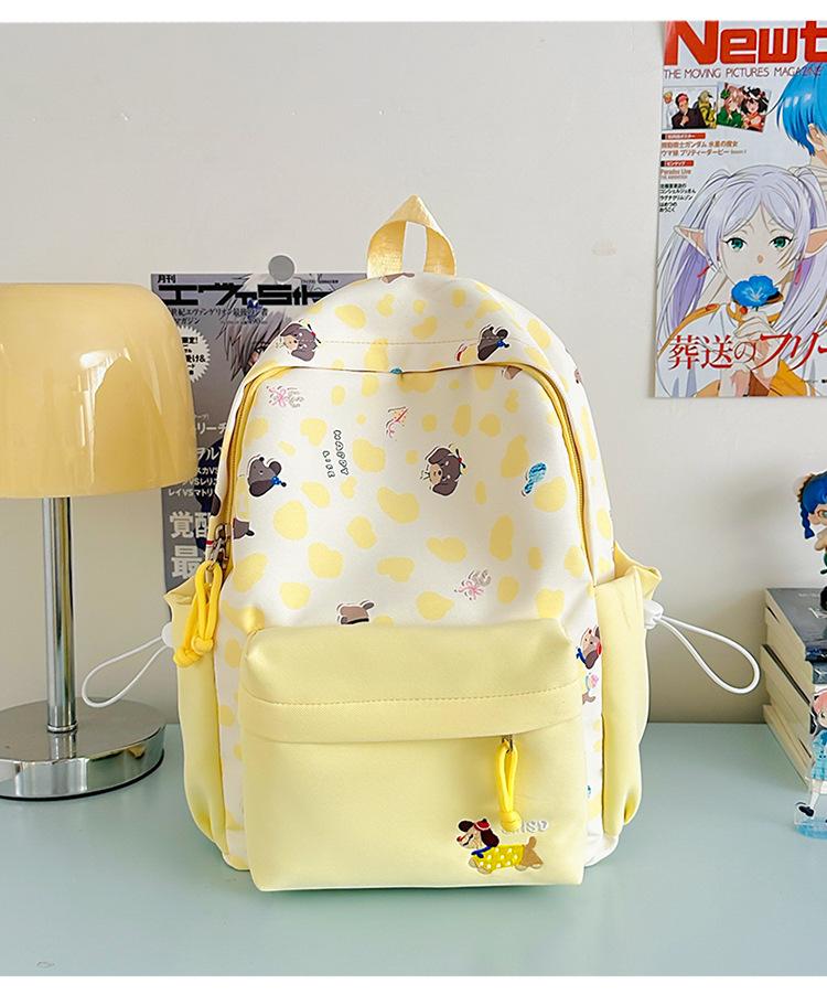 Schoolbag New High-value Japanese Ins Fresh and Sweet Polka Dot Contrasting Color Backpack Junior High School Students Lightweight Large-capacity