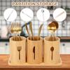 3 Pcs Bamboo Utensil Holder with Tray Cutlery Containers Drying Rack Kitchen Knife Spoon Fork Storage Tableware Organizer