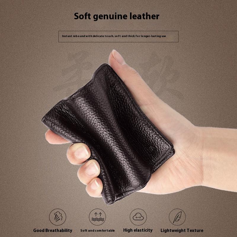 Men's Short Leather Wallet Plus Circumference Large Capacity with Zipper Men's Wallet First Layer Cowhide Soft Leather Clip