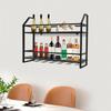 Wall Mounted Wine Rack Holder, Black Steel Frame, Modern Bar Storage Shelf With 66 lbs Load Capacity For Kitchen, Dining Room
