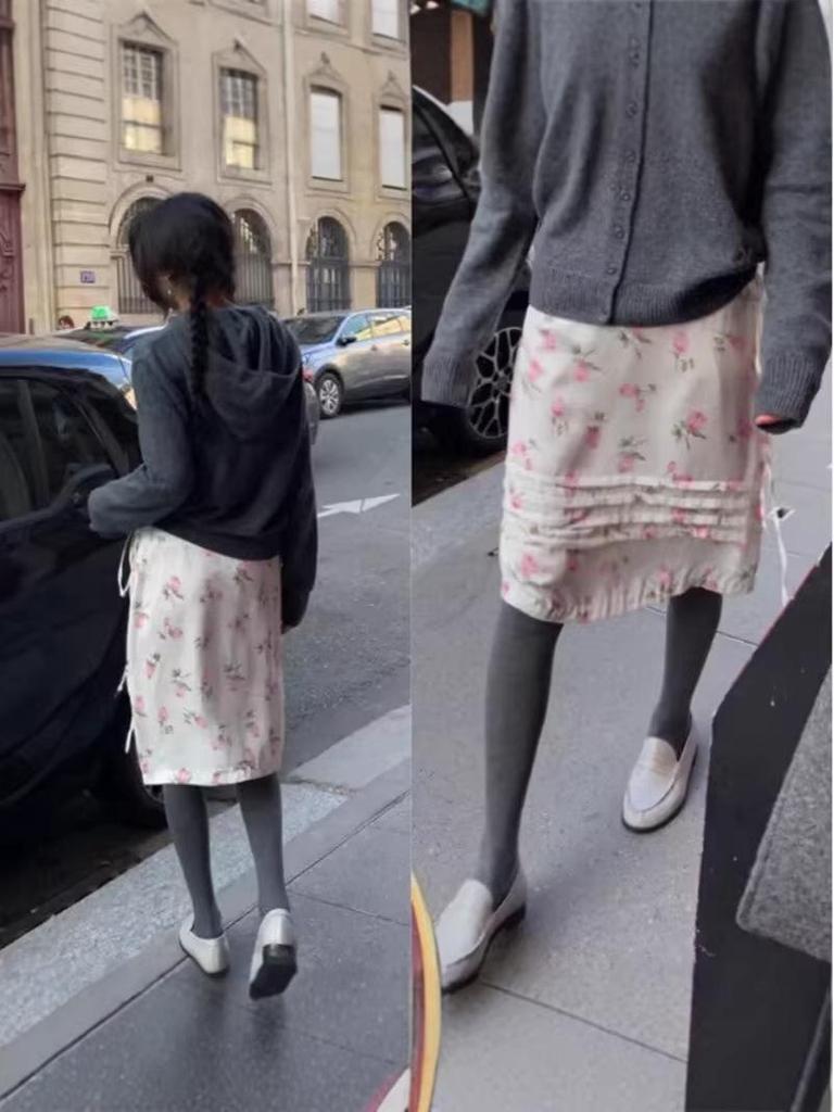 2026 Spring Lace-Up Pleated Polka Dot Skirt with Elastic Waist - Women's Korean Style