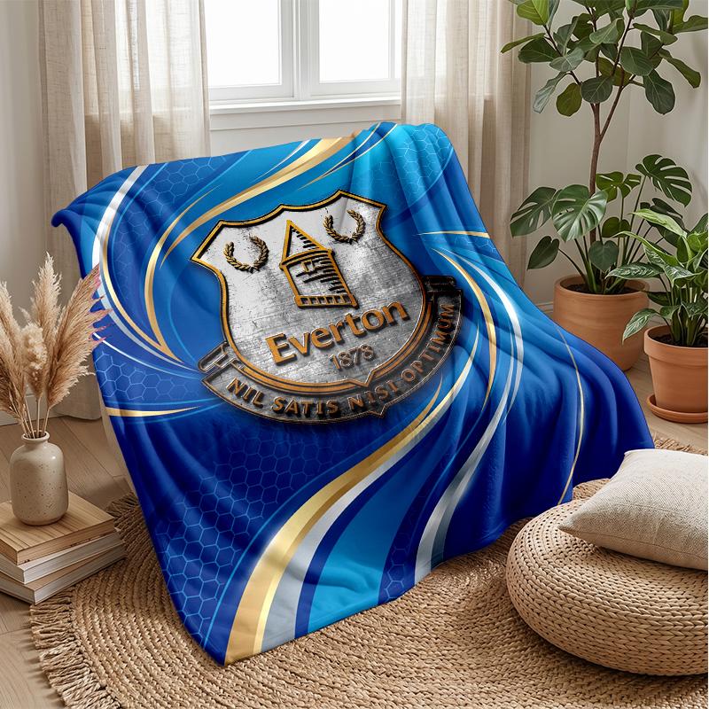 Everton Fußball Druck Flanell Decke, Weiche Warme Leichte Überwurfdecke für Sofa Bett Camping
