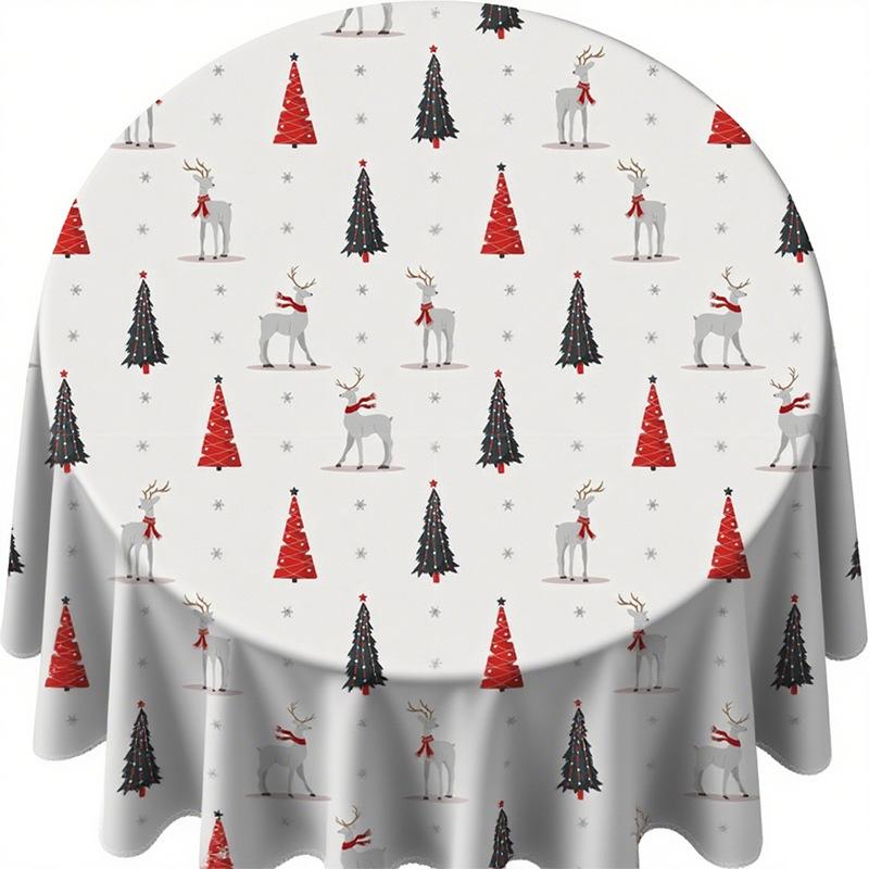 Christmas round tablecloth tablecloth living room home holiday decoration heat insulation anti-scalding tableware