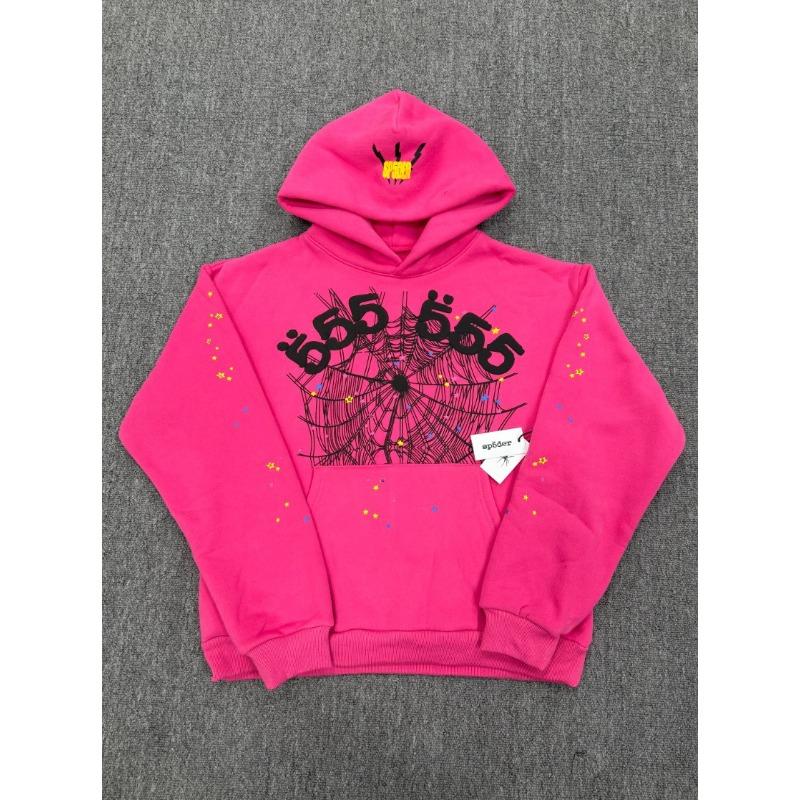 Heavy fleece foam print spider web hoodie sports casual sweater sweatpants set
