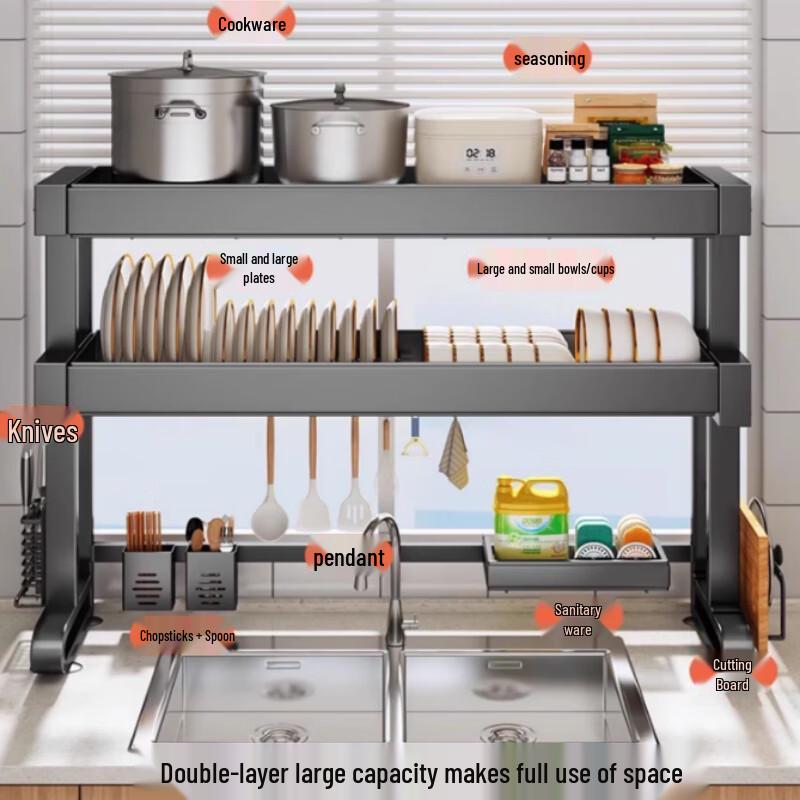 Beifu Stainless Steel Countertop Double-Layer Dish Drying Rack