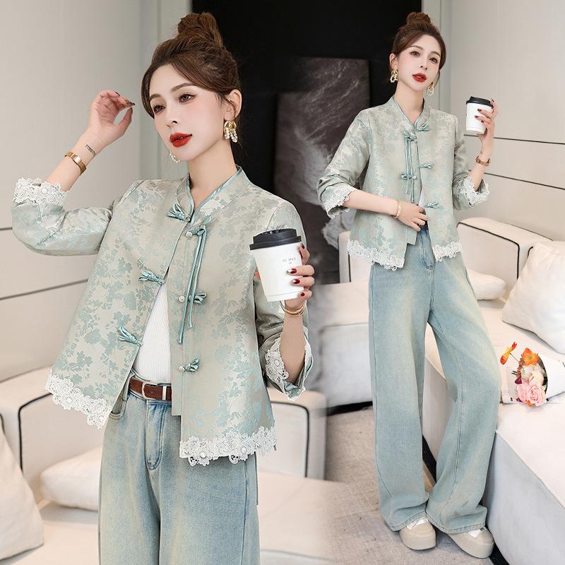 

Дизайнерская желтая жаккардовая куртка с круглым вырезом, женская весенне-осенняя новинка, ретро-элегантный топ XL