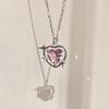 Moonstone Love Heart Pendant Necklaces For Women Men Shiny Crystal Temperament Necklace Party Jewelry Gift