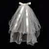 Wedding Tulle Bridal Lace Veil with Bowknot/Floral Trim Elegant Bridesmaids Veil