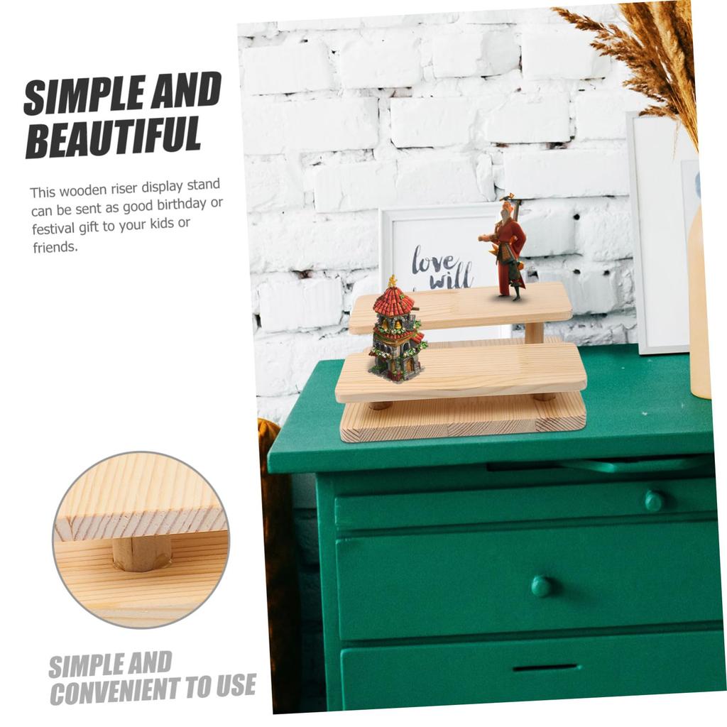 LEDMOMO Multi-Purpose Wooden Display Stand, Tiered, for Collectibles, Figures, Jewelry, Toy Models, and Cake Stands