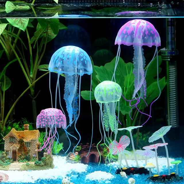 Floating Fluorescent Small Silicone Artificial Jellyfish Aquarium Tank Landscape Ornament Artificial Jellyfish Home Decor