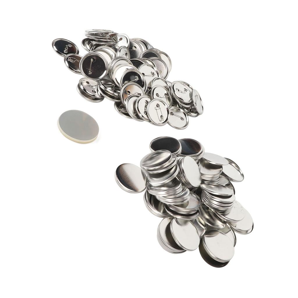 100 Set Pin Back Button Parts Blank Smoothing Metal Durable Clip Button Making Supplies for Badge Craft DIY 56MM