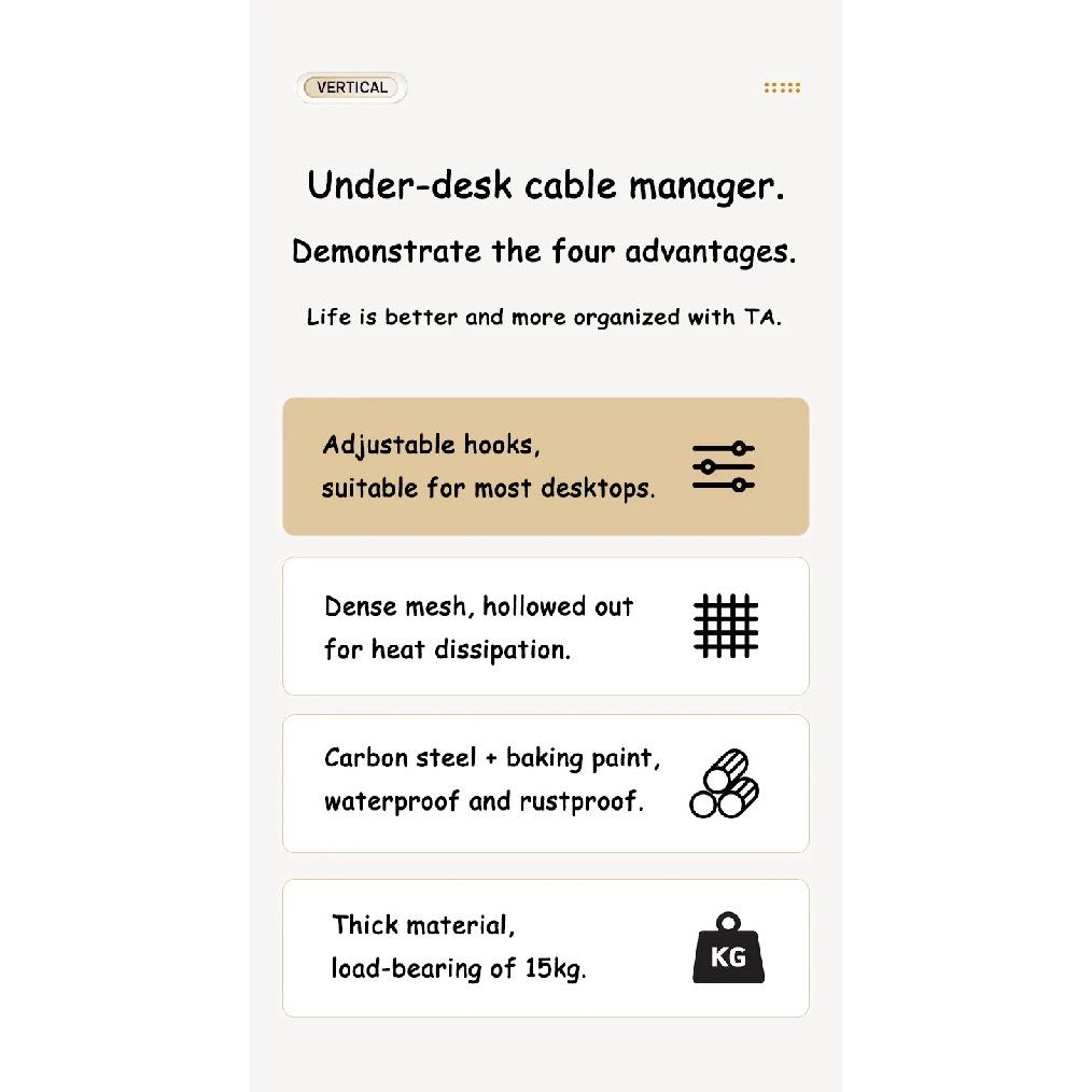 Telescopic Under Table Storage Rack Metal Cable Management Tray Home Office Desk Wire Organizer No Punching Storage Accessories