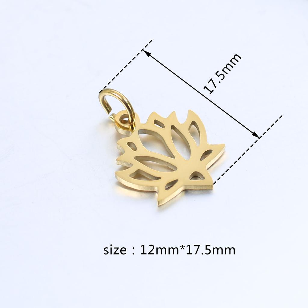 DOOYIO 5pcs/Lot Stainless Steel Hollow-out Lotus Pendant Female DIY Necklace Bracelet Handmade Charm Accessories