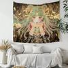 Celestial Moon Guardian Tapestry Wall Art Ethereal Anime Inspired Bedroom Decor Gold Botanical Goddess Fantasy Hanging Display