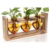 Minimalist Transparent Heart Shaped Glass Vase Wooden Stand Elegant Hydroponic Vase Colorful Flower Container Home Decoration