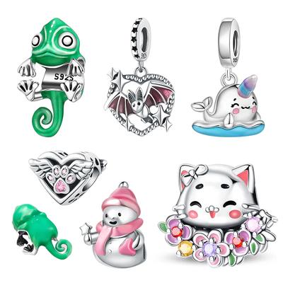 Copper Colors Animal Pet Paw Prints Charm Chameleon Beads Fit Original Bracelet Diy Fine Jewelry Gift For Women