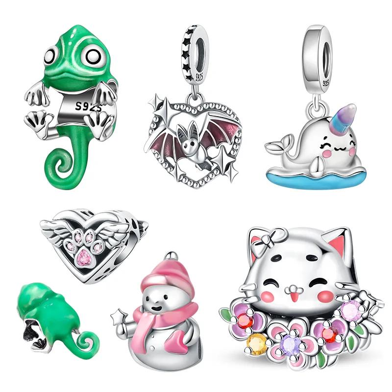 Copper Metal Colors Animal Pet Paw Prints Charm Bead Component Chameleon Bead Components Compatible With Authentic Original Bracelet High Quality