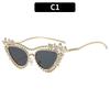 European And American Fashion New Cat'S Eye Diamond-Encrusted Luxury Sunglasses High-End Large-Frame Butterfly Street Sunglasses Trendy Brand Glasses