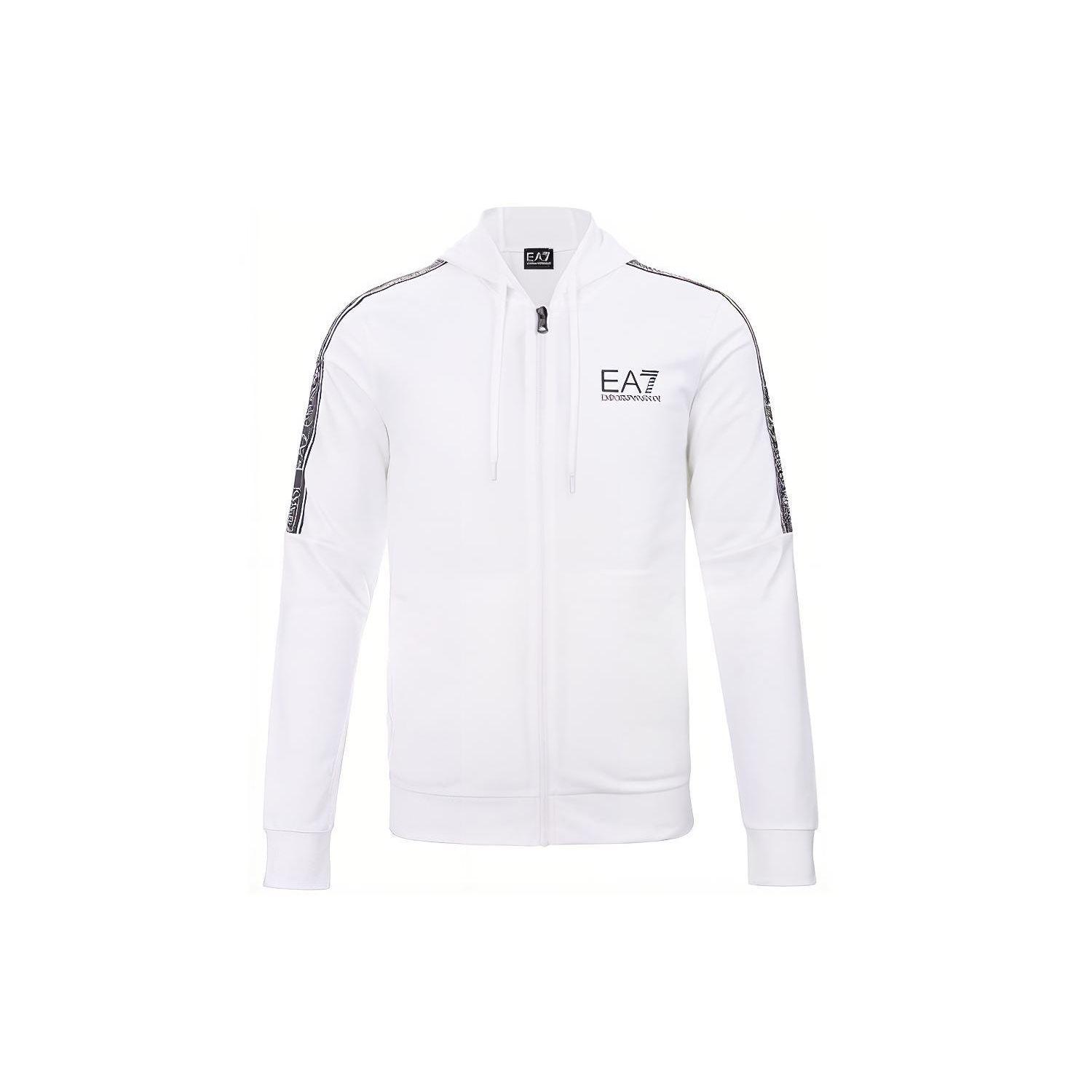 Emporio Armani Logo Print Sportieve Casual Hoodie met Rits Heren hoodies Wit 3HPM24-PJ05Z-1100 L
