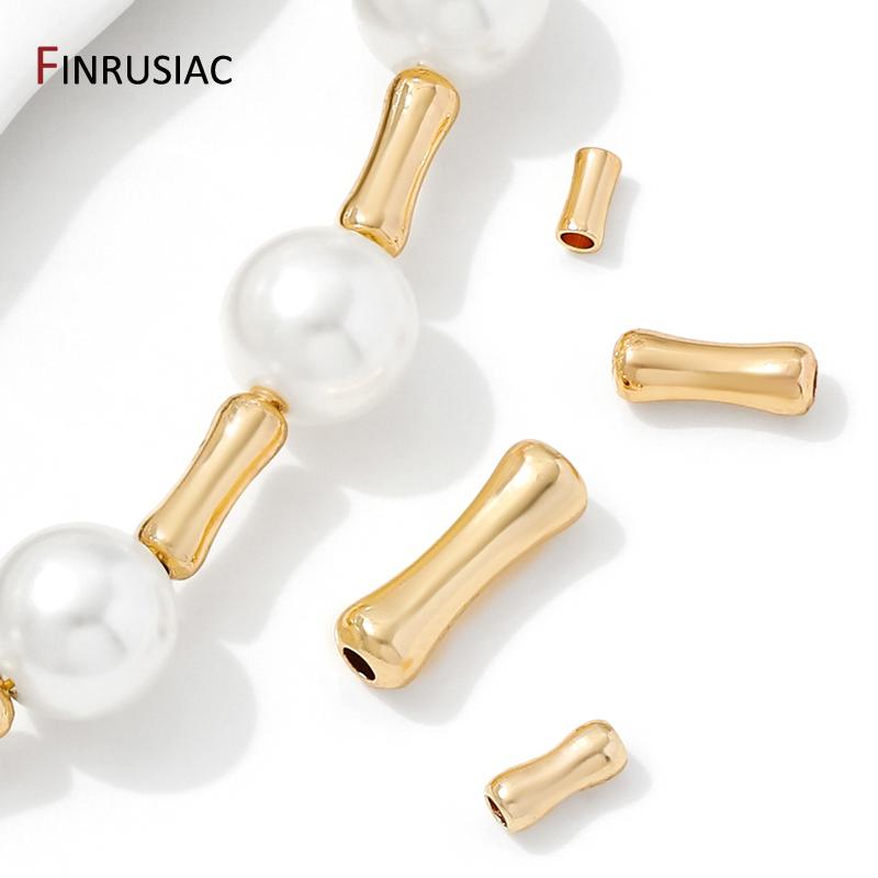 14K Gold Plated Brass Bone Shape Tube Beads,Supplies For Jewelry,Separators Spacer Beads For DIY Bracelet Making Accessories