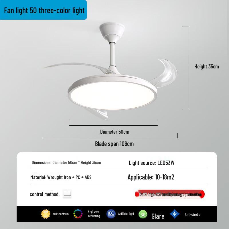 UOSU Modern Ultra-Thin LED Dimmable Ceiling Fan Light