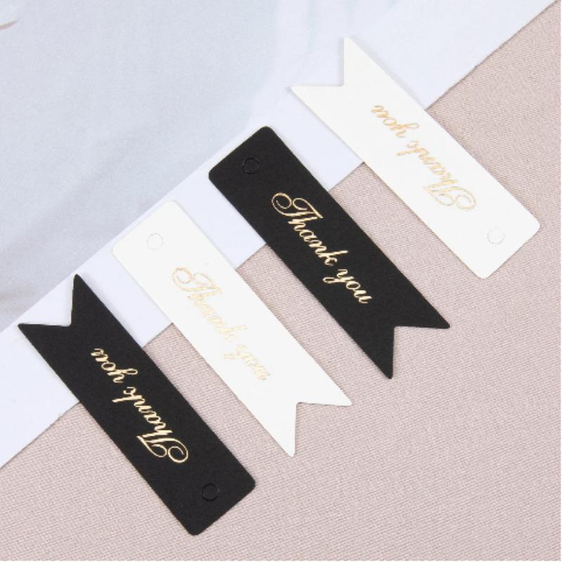 Thank You Tags 50Pcs Bronzing Stamping Black White Paper Card for Valentine's Day Gift Favor Retail Price Label
