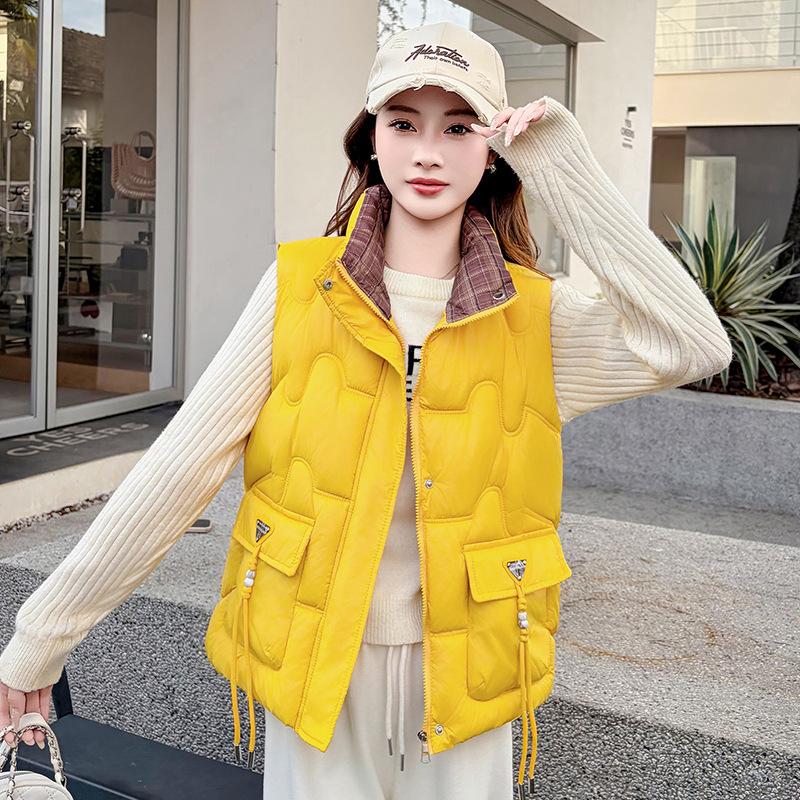 Down cotton vest women's autumn and winter new slim-fit sleeveless vest outside vest vest jacket