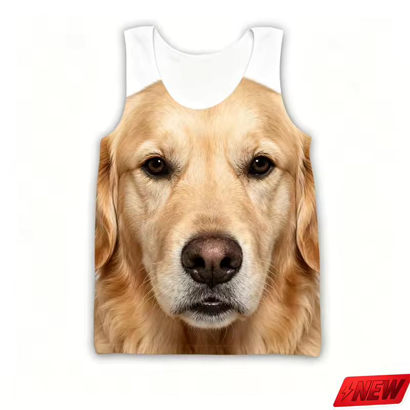 Realistic Funny Animal Dog Tank Top Men Summer Streetwear 3D Print Cute Pets Sleeveless T Shirts Boys Harajuku Loose Unisex Vest