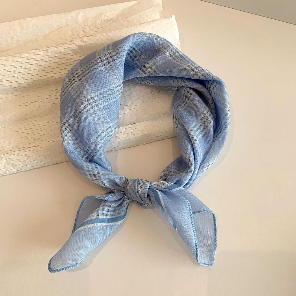 Blue Women's Headscarf: New Spring/Summer Style, High-End Feel, Breathable, Versatile, Trendy Triangle Scarf.