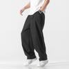 Men's spring and summer new Chinese style cotton and linen straight casual pants solid color Harlan linen wide-leg pants tide